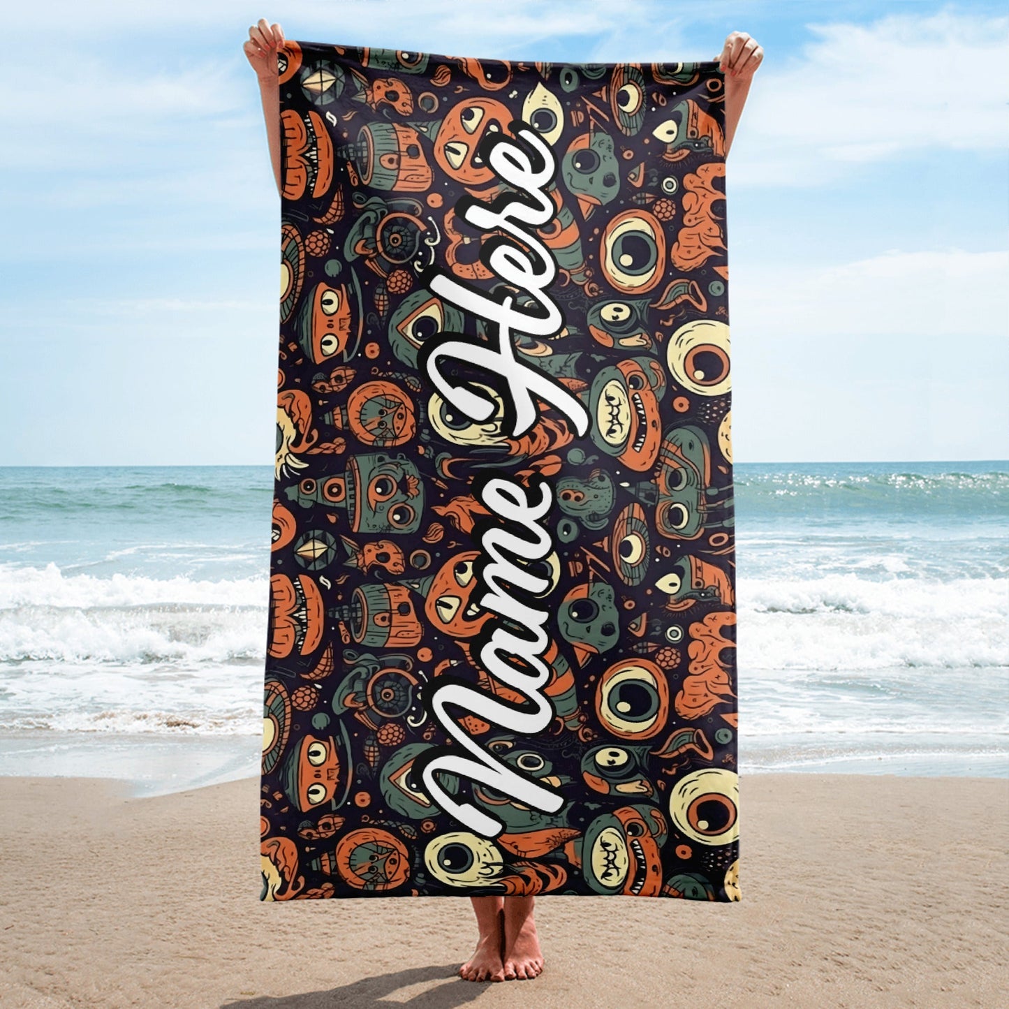 Personalized Beach Towel | Customized Bats Retro Style Beach Towel | Bachelorette Bridesmaid Towel | Personalized Gifts