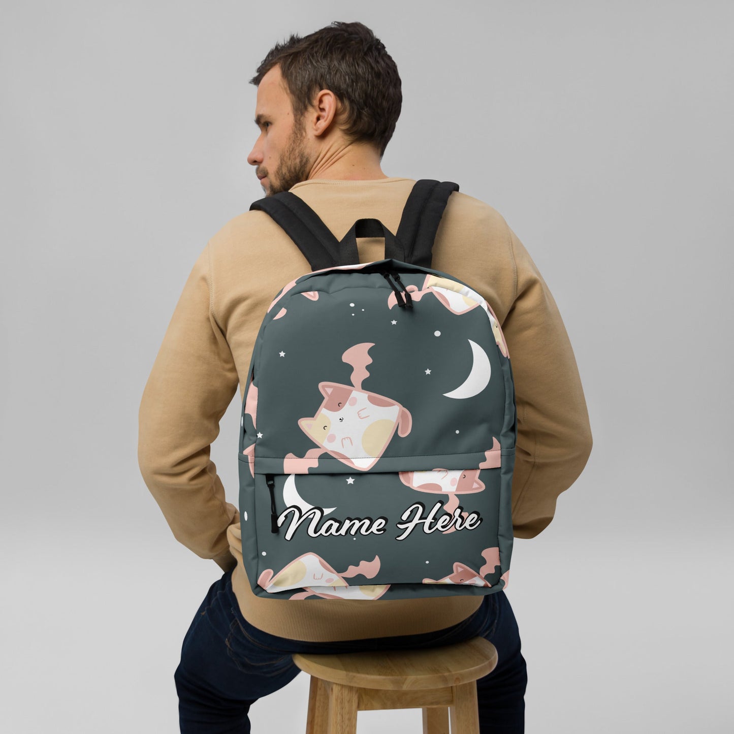 Personalized Canvas Backpack with Custom Name, Back to School Gift Backpack, Christmas Present Bag, Simple Work Backpack for College