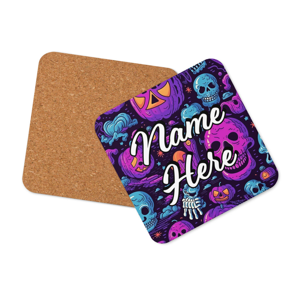 Personalized Halloween Coasters | Wedding, Housewarming Gift | Custom Coaster Set | Extra Thick Coasters | Wedding Favors Coasters