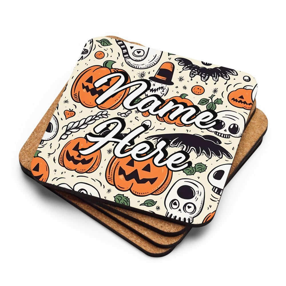 Personalized Halloween Coasters | Wedding, Housewarming Gift | Custom Coaster Set | Extra Thick Coasters | Wedding Favors Coasters