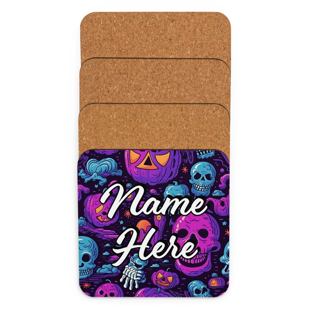 Personalized Halloween Coasters | Wedding, Housewarming Gift | Custom Coaster Set | Extra Thick Coasters | Wedding Favors Coasters