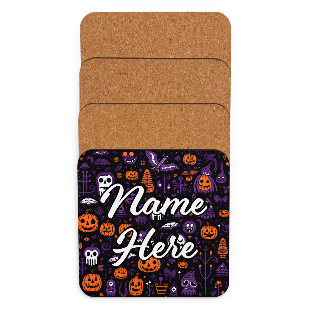 Personalized Halloween Coasters | Wedding, Housewarming Gift | Custom Coaster Set | Extra Thick Coasters | Wedding Favors Coasters