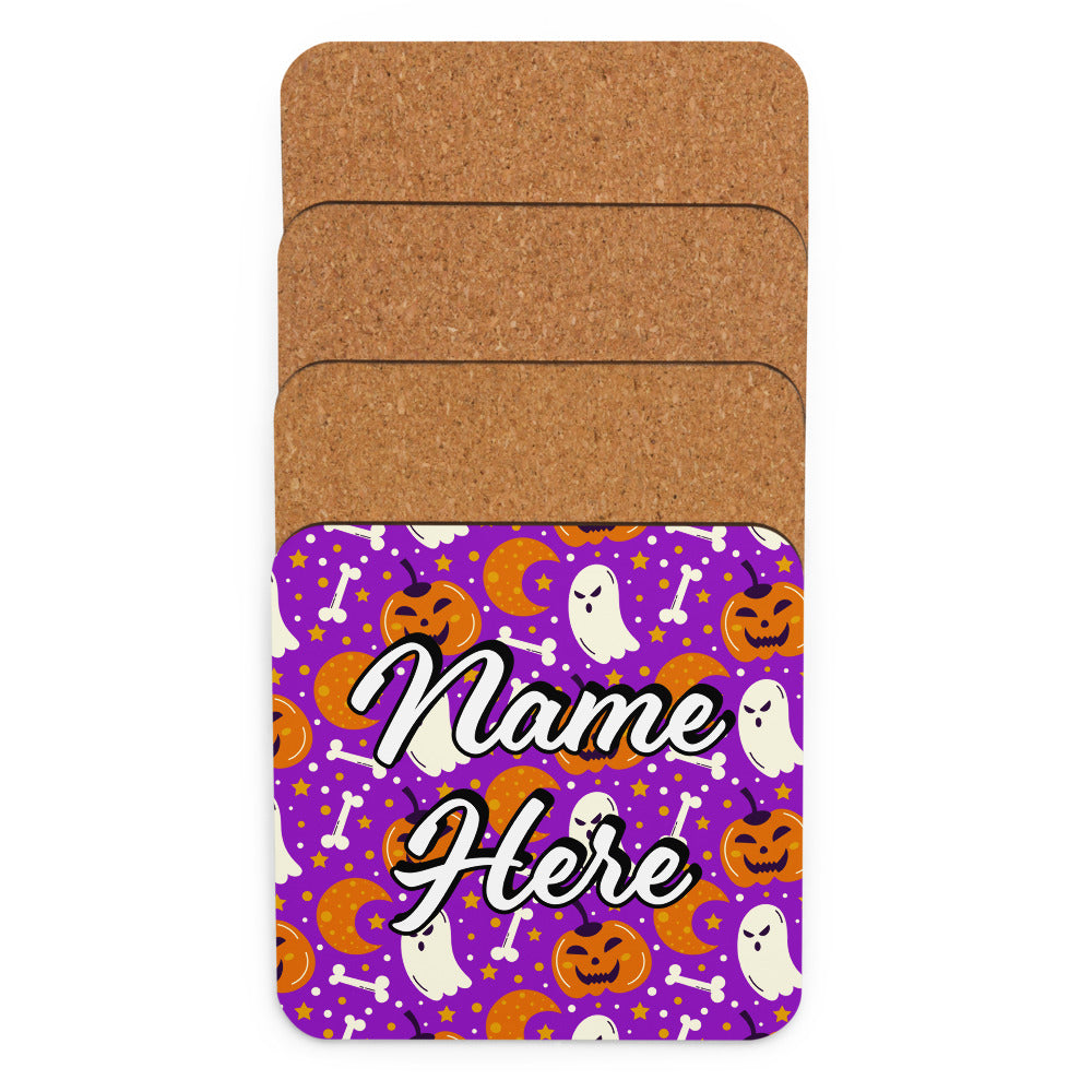 Personalized Halloween Coasters | Wedding, Housewarming Gift | Custom Coaster Set | Extra Thick Coasters | Wedding Favors Coasters