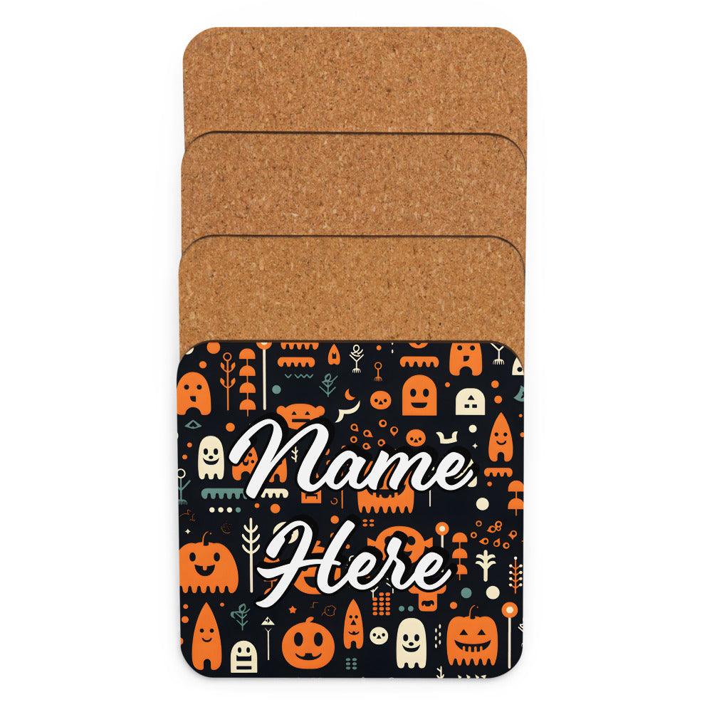 Personalized Halloween Coasters | Wedding, Housewarming Gift | Custom Coaster Set | Extra Thick Coasters | Wedding Favors Coasters