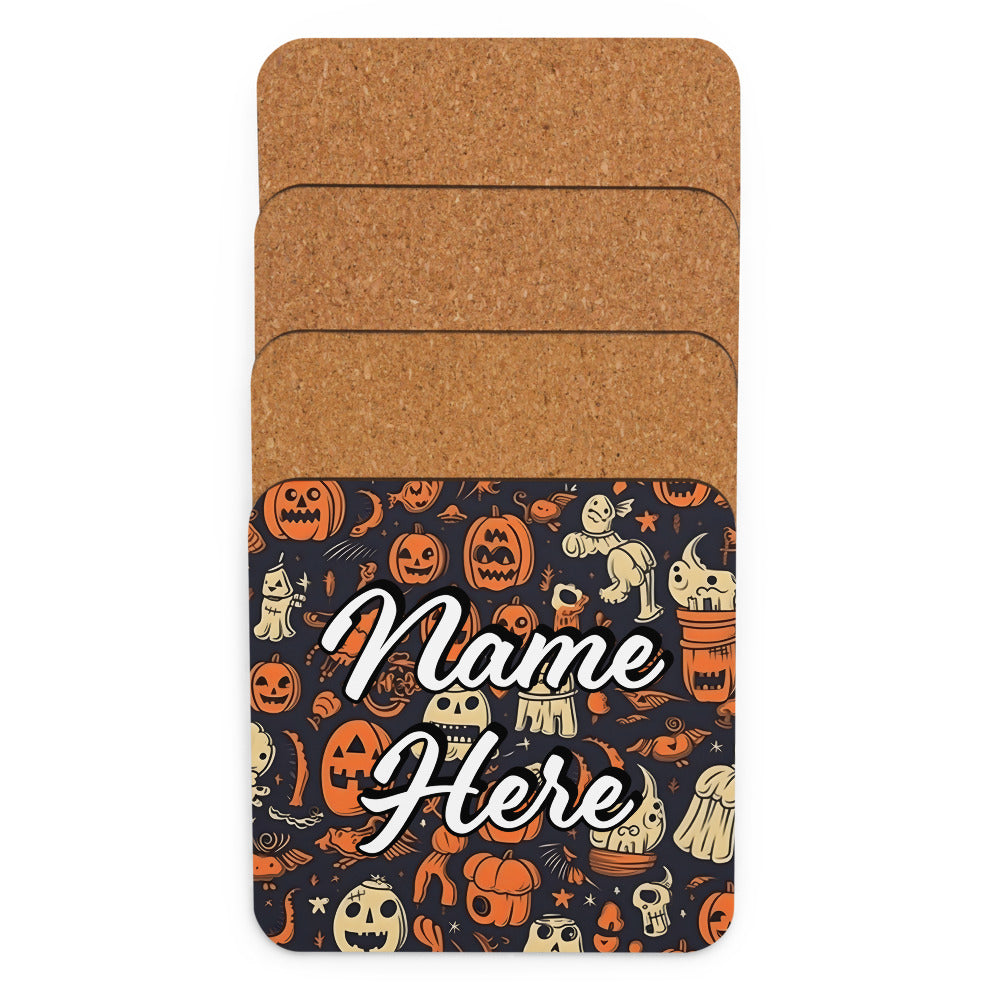 Personalized Halloween Coasters | Wedding, Housewarming Gift | Custom Coaster Set | Extra Thick Coasters | Wedding Favors Coasters