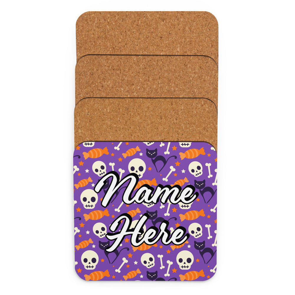 Personalized Halloween Coasters | Wedding, Housewarming Gift | Custom Coaster Set | Extra Thick Coasters | Wedding Favors Coasters