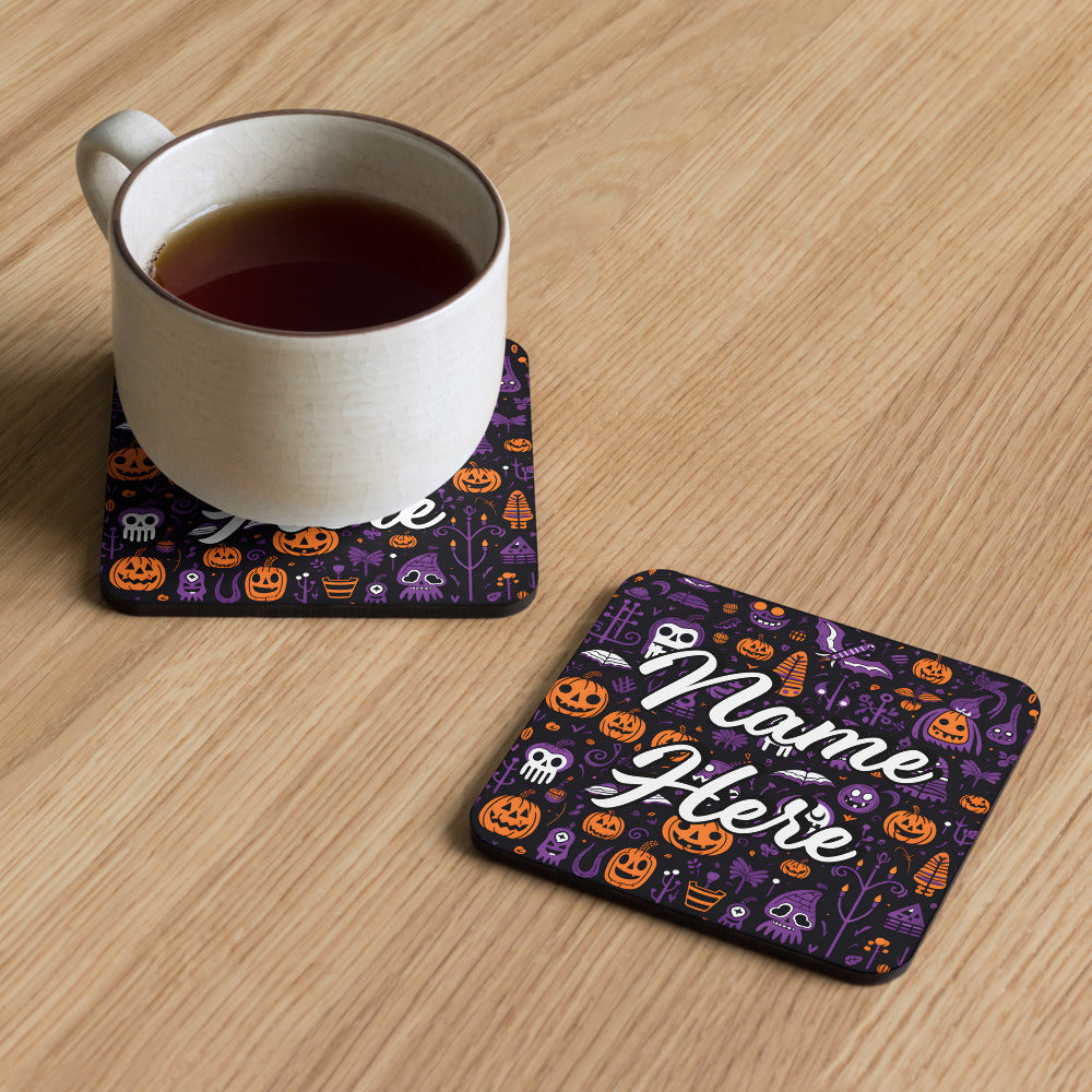 Personalized Halloween Coasters | Wedding, Housewarming Gift | Custom Coaster Set | Extra Thick Coasters | Wedding Favors Coasters