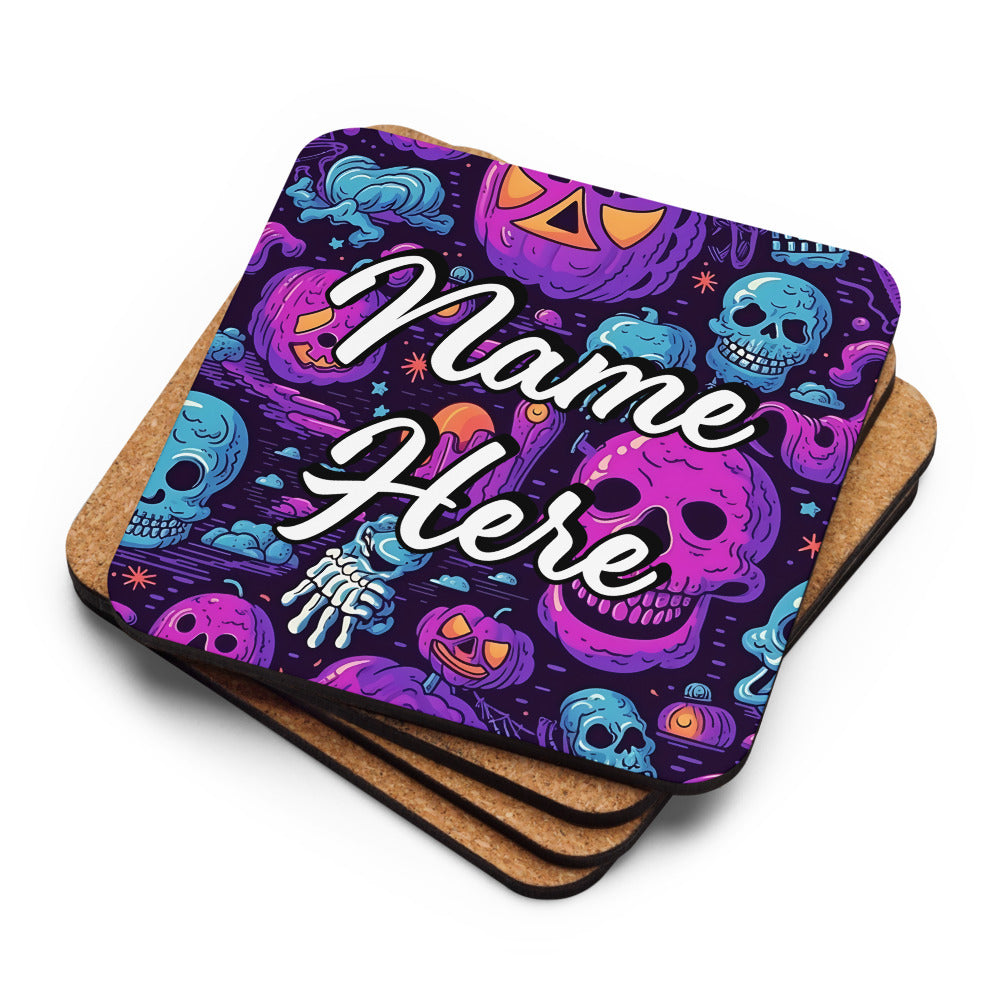 Personalized Halloween Coasters | Wedding, Housewarming Gift | Custom Coaster Set | Extra Thick Coasters | Wedding Favors Coasters