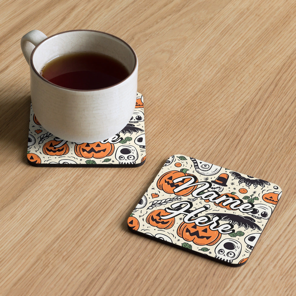 Personalized Halloween Coasters | Wedding, Housewarming Gift | Custom Coaster Set | Extra Thick Coasters | Wedding Favors Coasters