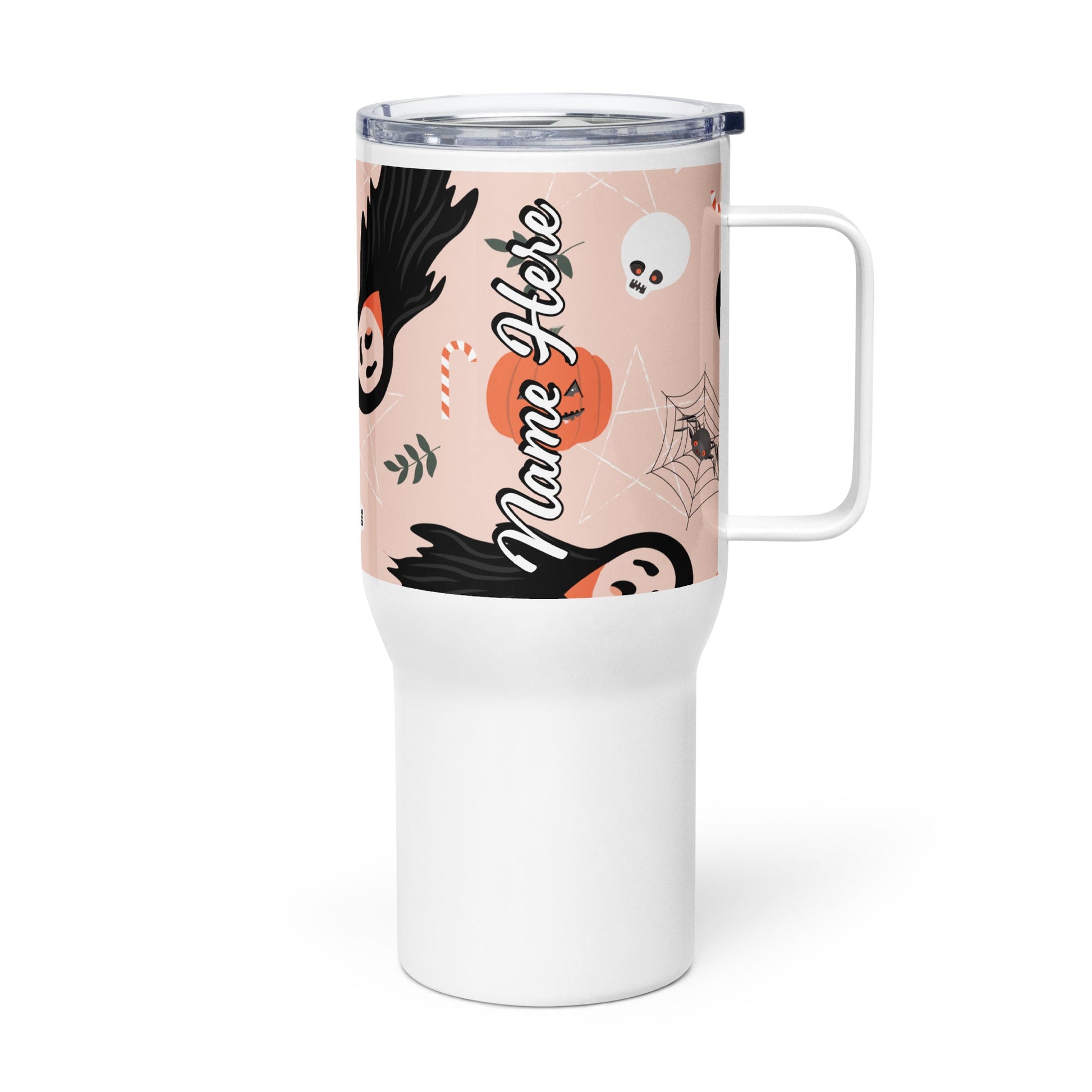 Spooky & Cute Personalized Travel Mugs | Customizable Drinkware On the Go | Travel mug with a handle