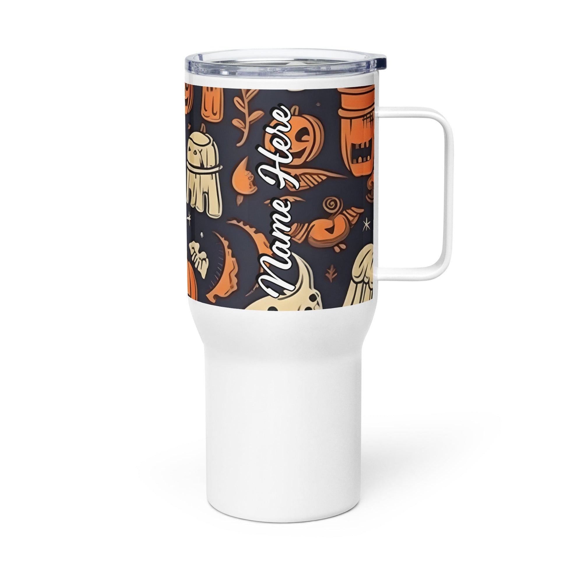 Spooky & Cute Personalized Travel Mugs | Customizable Drinkware On the Go | Travel mug with a handle