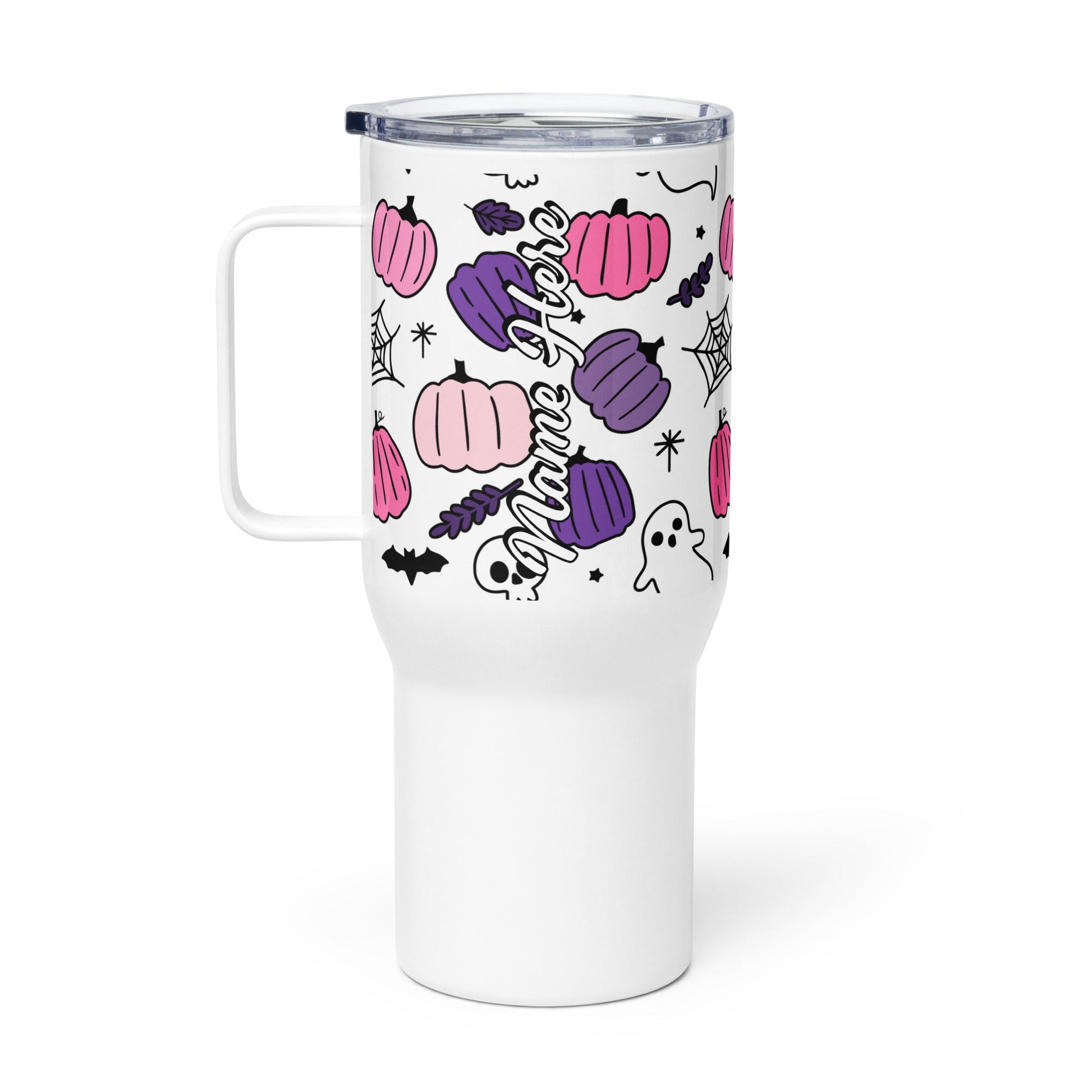 Spooky & Cute Personalized Travel Mugs | Customizable Drinkware On the Go | Travel mug with a handle