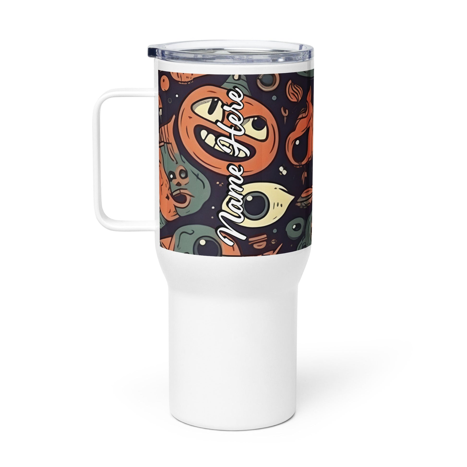 Spooky & Cute Personalized Travel Mugs | Customizable Drinkware On the Go | Travel mug with a handle